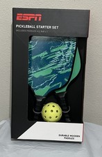 ESPN Pickleball Starter Set - 2 Durable Wooden Paddles  1 Ball - Brand New