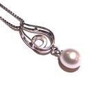 925 sterling silver pearl pearl swirl dangle teardrop pendant necklace box chain — photo 3