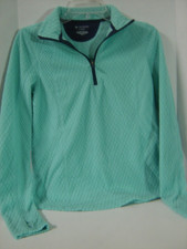 Tek Gear Women's Quarter Zip Fleece Pullover Jacket Thumb Holes Mint Green SZ S