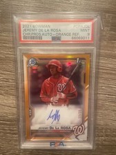 2021 Bowman Chrome Jeremy De La Rosa Orange Refractor Auto /25 PSA 9