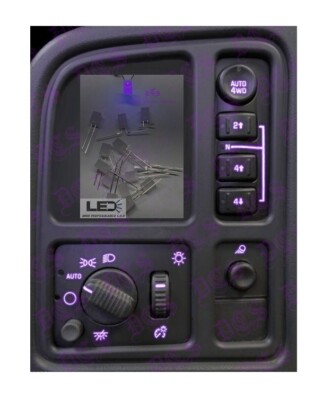 Purple Left Dash Switch DiY Led Upgrade Kit GM Trucks and SuV's 03-06