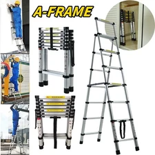 A-frame Folding Step Telescopic Ladder 4+5/5+6/6+7 Steps Multi-Purpose Aluminium