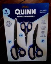 Quinn 3pc Assorted Scissors: 5-1/4", 8" & 9" w/Durable Titanium Coated -FREE S&H