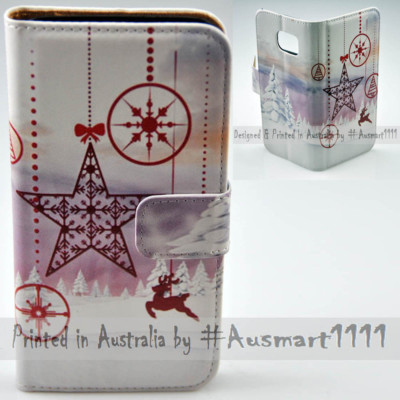 For Huawei Series Mobile Phone - Red Christmas Print Wallet Phone Case Cover
