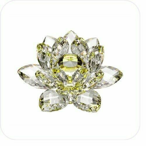 4 inch Yellow Hue Reflection Crystal Lotus with Gift Box