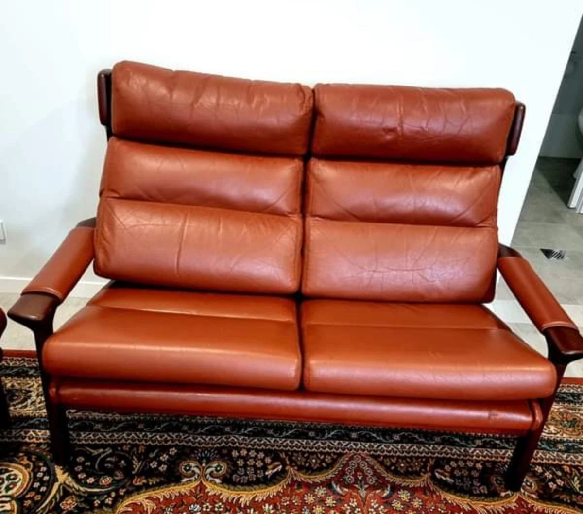 Tessa Midcentury Modern Four Piece Australian Made Leather Furniture Brown
