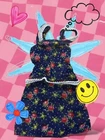 Vintage Mod Barbie Doll Clothing Blue Floral Dress Best Buy White Lace Cute