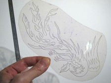 vtg 1960s 1970s Tattoo acetate stencil Large Flaming Pheasant signed BR4