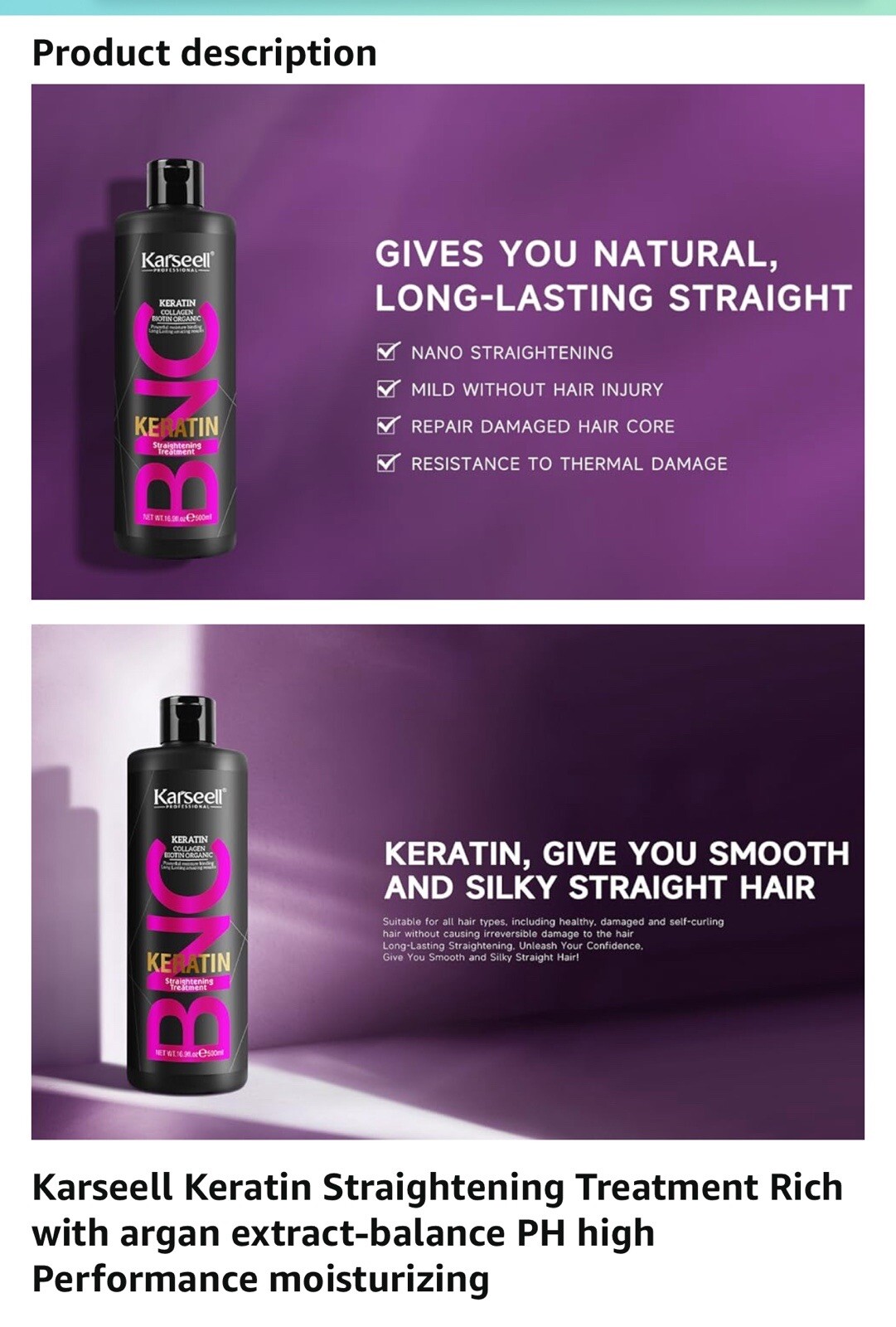 Karseell BNC Collagen Hair Treatment Deep Repair Keratin, Mask And Shampoo .