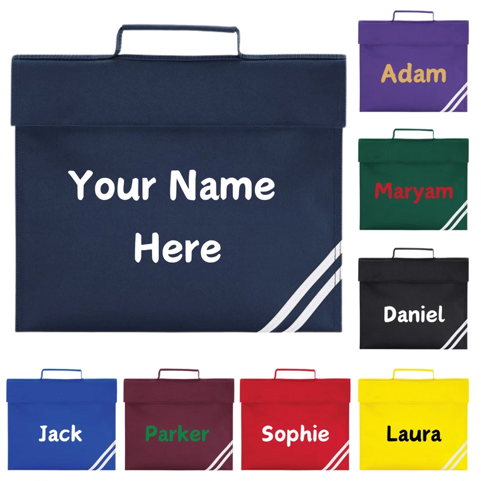 UT CUSTOM WEAR Personalised Named Book Bag Kids Back To School Childern Boys Girls Music PE Kit