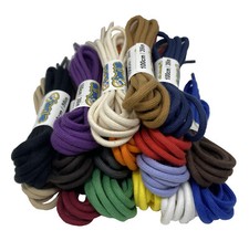 COTTON ROUND SHOE BOOT LACES SHOELACES - SEVERAL COLOURS - 3mm wide