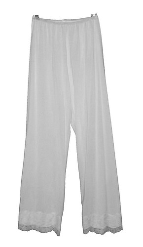 Vintage Pettipants Shadowline Long Underwear Johns Nylon Lace White M