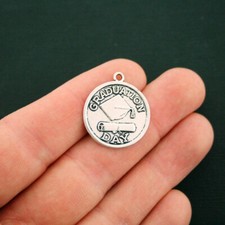 6 Graduation Day Charms Antique Silver Tone Cap and Diploma - SC6283