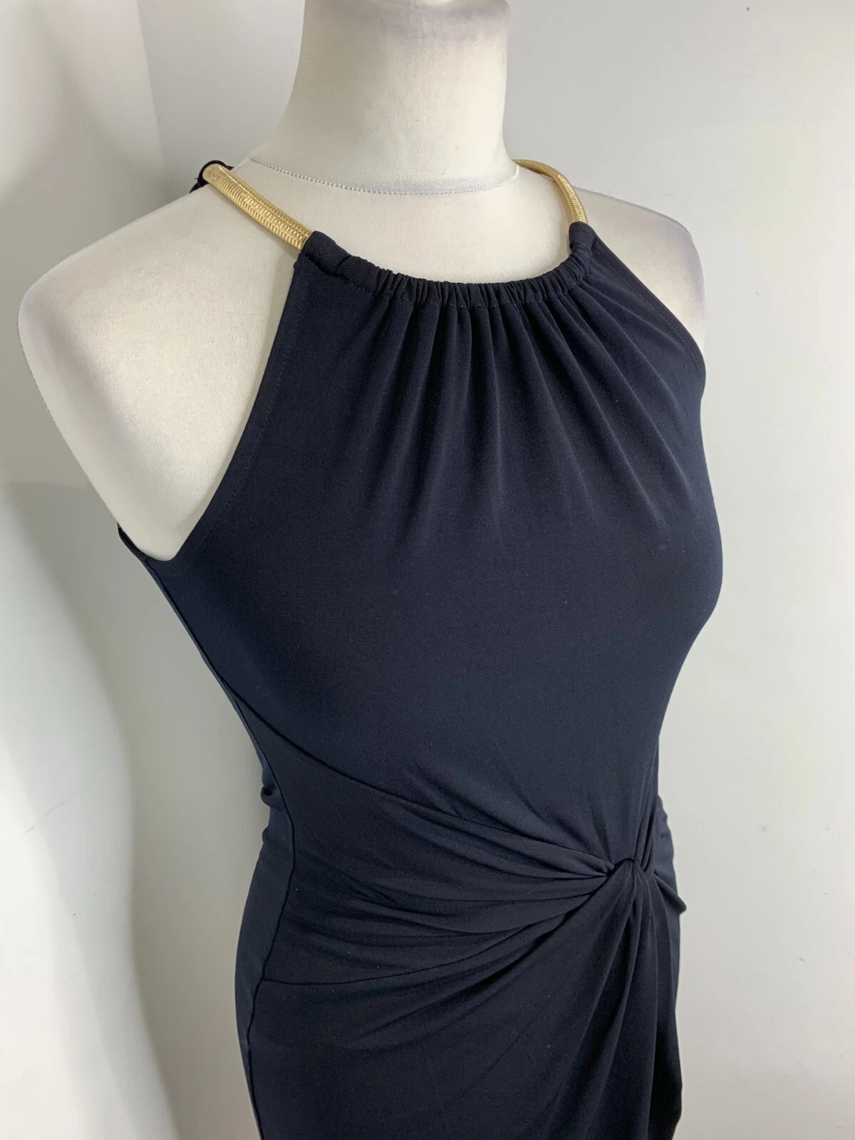 Abito a tubino Michael Kors blu navy increspato tubino laterale XXS in ottime condizioni jersey drappeggio elegante