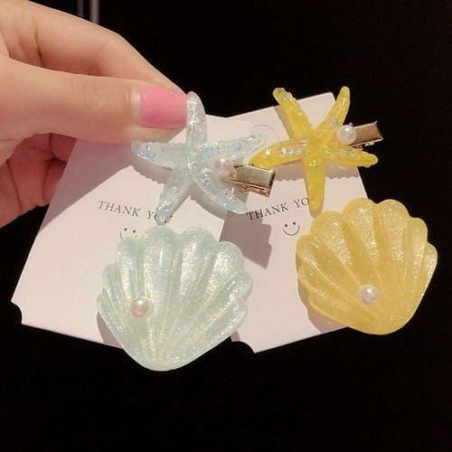 2pcs/set Girls Sea Star Shell Hairpins Irregular Hair Clip Women Fringe Hairgrip - Bild 6 von 13