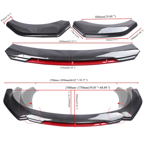 For Bentley Front Bumper Lip Spoiler Splitter+Strut Rods Carbon Fiber - Picture 2 of 15