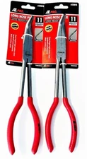 2 ATE PRO 11" LONG 90 DEGREE BENT NEEDLE NOSE PLIERS LONG REACH PLIER #23015