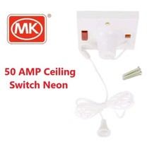 MK 50A 1-WAY PULL CORD SWITCH WHITE WITH NEON  50 AMP SHOWER  PULL CORD CEILING