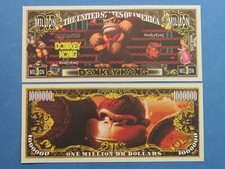 4 Bills ~ DONKEY KONG: Video Game by NINTENTO ~ $1,000,000 One Million Dollars