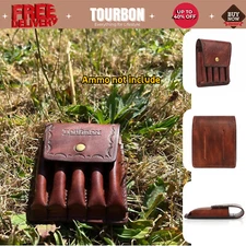 Tourbon Brown Leather Rifle Ammo Holder Cartridge Carry Pouch Belt on Hunting