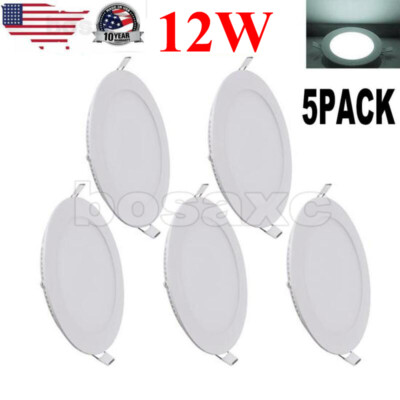 5 Pack 6Inch LED Ceiling Lights Ultra-Thin Recessed Retrofits Kit 6000K Daylight