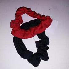 Set of 2 Scrunchies Hair Ties Red Black Solid New