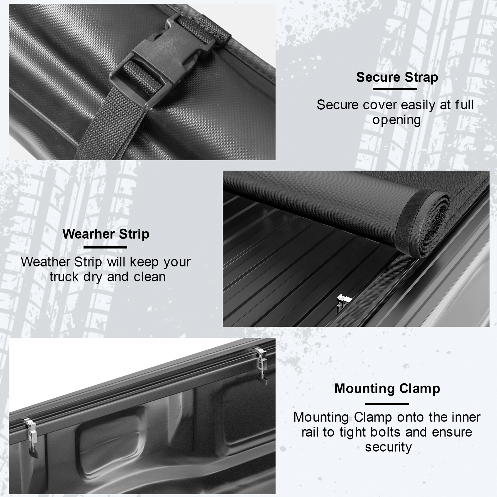 5FT Soft Roll-Up Truck Bed Tonneau Cover Waterproof For 2024 2025 Toyota Tacoma