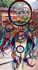 Large BEADED RAINBOW DREAMCATCHER, Native American Design Chakra Dreamcatcher