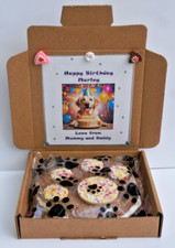 Hand Decorated Dog Birthday Crunchy Chew Cake In Personalised Box 10cm/4"
