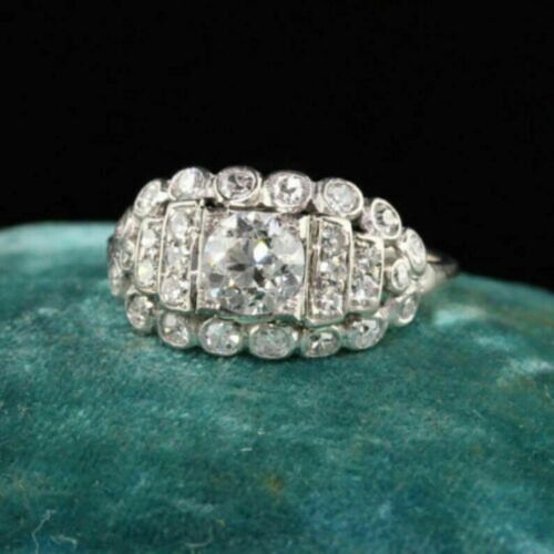 1,1 ct bague de mariage en argent 925 argent 925 taille ronde simulée diamant style vintage - Photo 1 sur 6