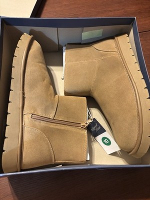Universal Thread May Memory Foam Faux Suede Zip Ankle Bootie Tan Womens US 10
