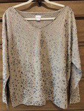 NWOT Chico  s Metallic Beige And Siver Leopard Top Sz 2