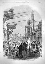 Original Old Antique Print 1861 Curiosity Street Pekin Chinese Peopl Victorian