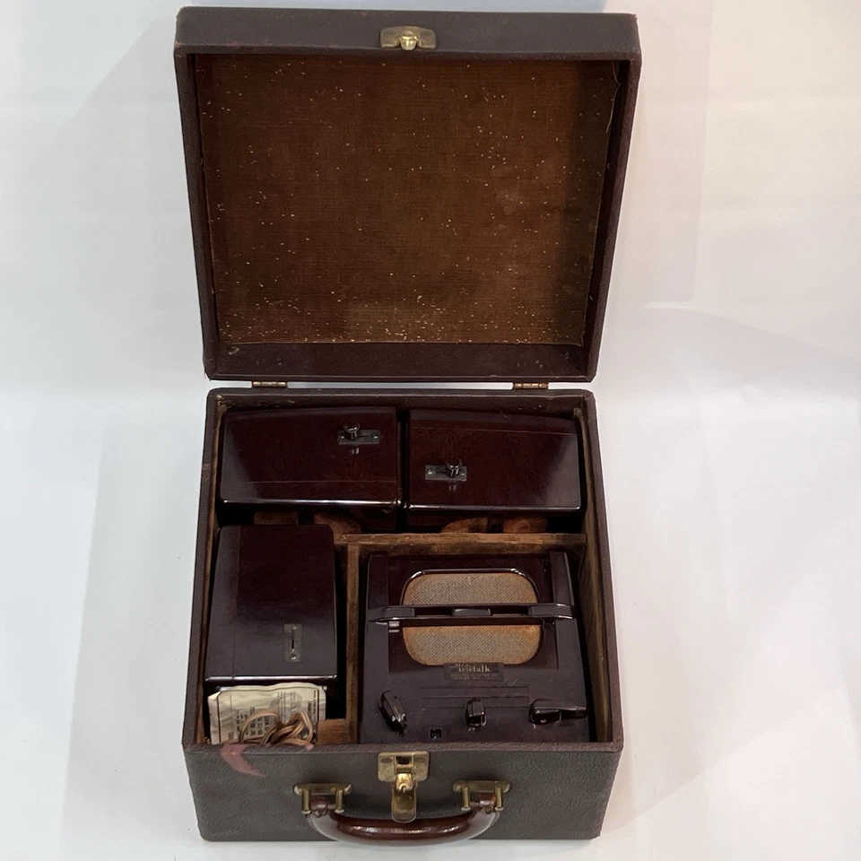 Intercomunicador Teletalk 605M Eléctrico Webster De Colección 3 Altavoces Estuche 5D45/Encendido Foto 3 de 4