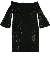 Ralph Lauren Womens Off The Shoulder A-line Dress, Black, 2