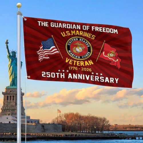US Marines 250th Anniversary House Flag Veteran