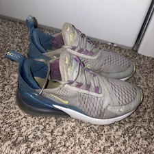 Nike Air Max 270 Big Kids Shoes grey/blue and yellow Size 4.5 Y