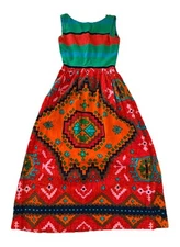 Vintage Lanvin 1980s Geometric Print Colorful Cocktail Dress Paris New York 80s