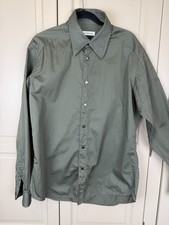 Men's Versace Collection Snap fastener Casual khaki  cotton Shirt Size 44/17-1/2