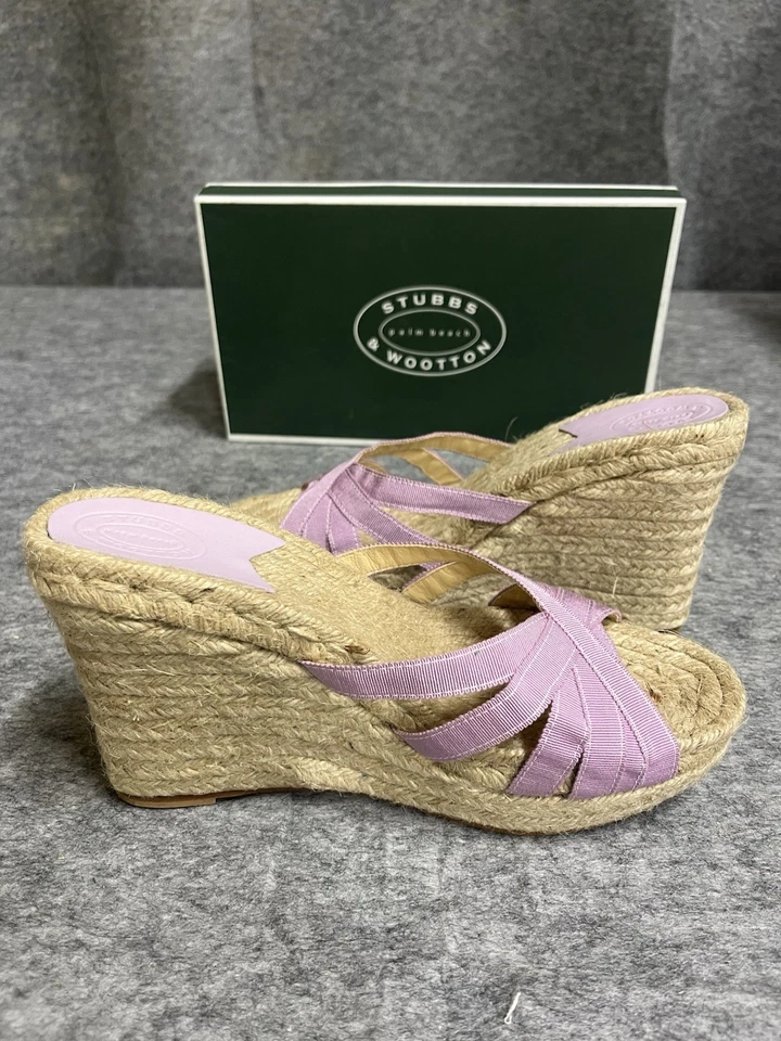 Sandalias Stubbs Wooton para mujer 11 lavanda gracia alpargatas cuñas acanalado punta abierta Foto 3 de 4