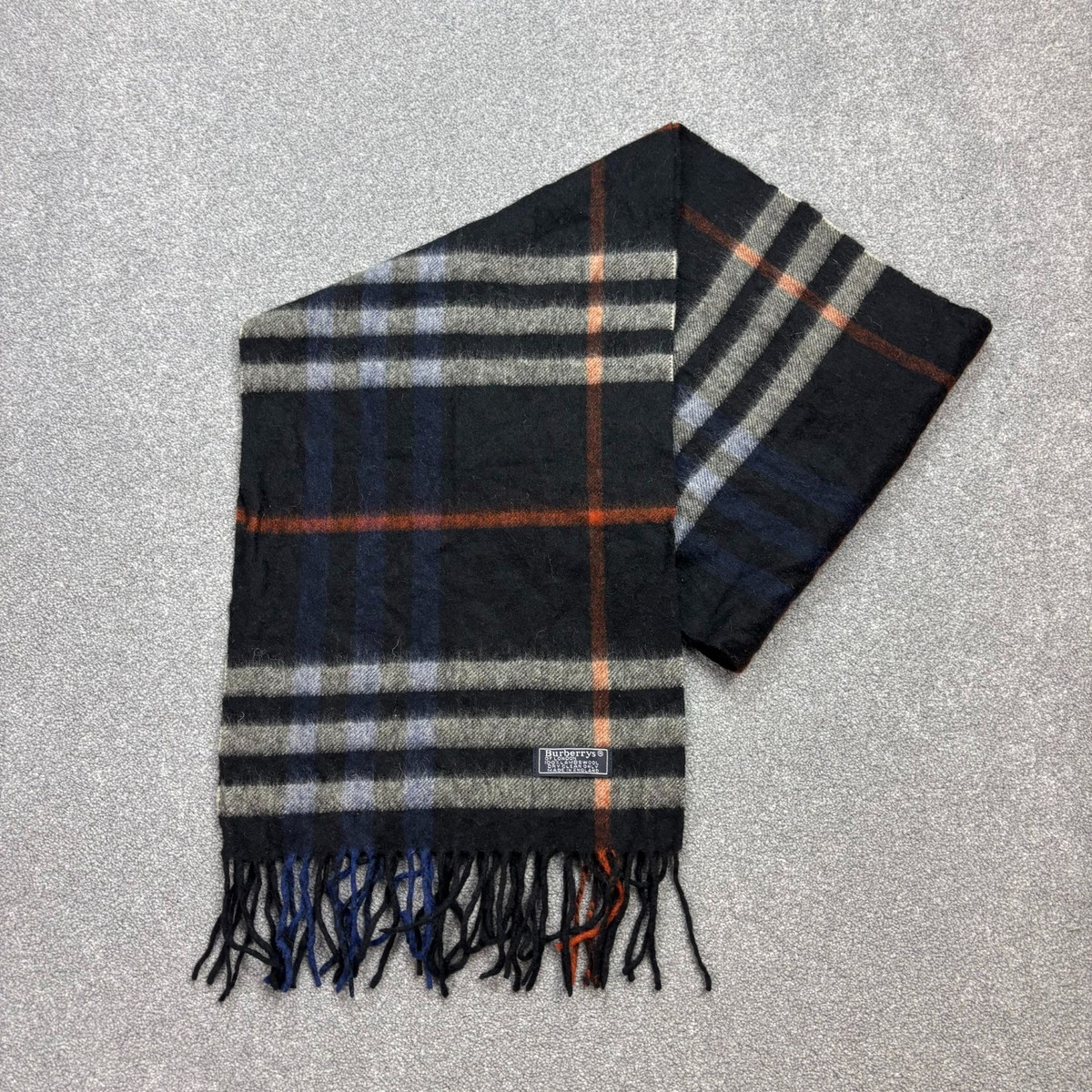 Burberry London Scarf 64x12 Inches Black Nova Check 100% Lambswool