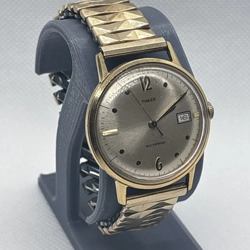 Vintage 1967 Timex Marlin Date 2124 2567 - Manual Wind - Runs - Gold Tone