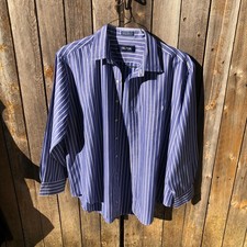 Men's Nautica Button Down Blue w/ White Stripes Sz 17 1/2