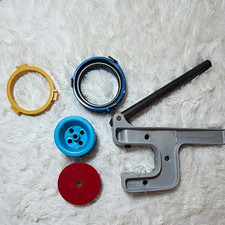 Vintage Badge-A-Minit 2-1/4  Button Maker Hand Press Ring Die Parts Set