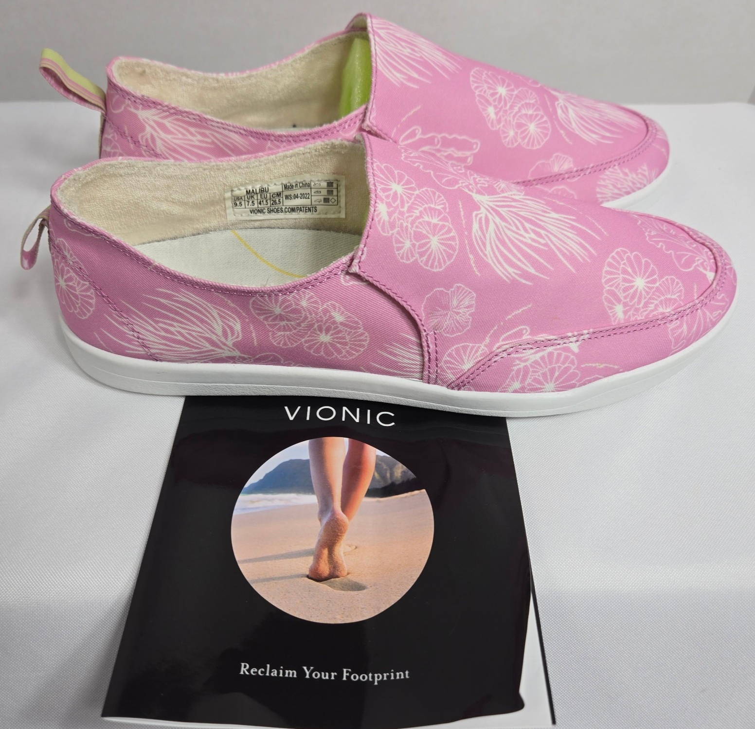 Vionic Beach Malibu Slip-On Orthotic Comfort Shoe Pink Women Size 9.5