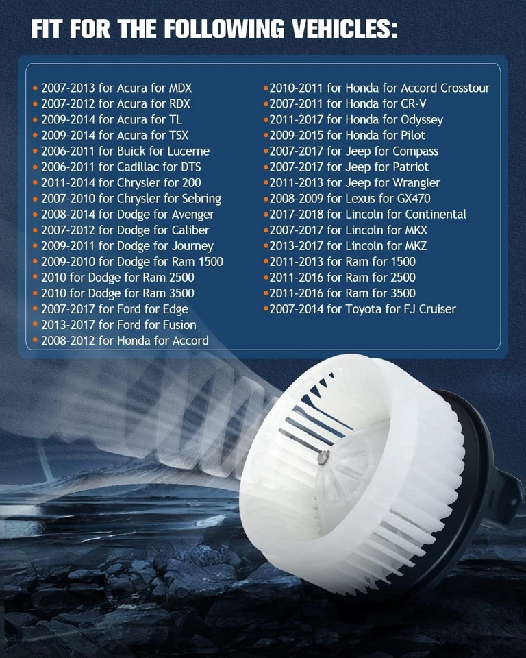 700203 HVAC Heater Blower Motor for Honda Toyota Ford Jeep Dodge Ram 1500 - Imagem 3 de 4