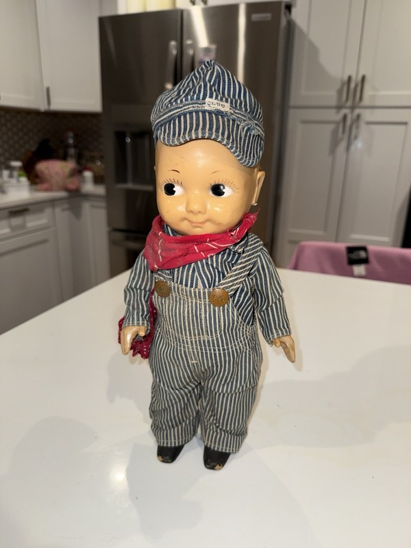 Vintage Buddy Lee Railroad Engineer Hard Plastic 13" Doll Lee Denim Overalls/Cap