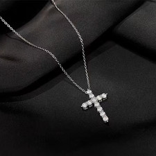 925 Sterling Silver 5.5/3.3 / 1.1 Cttw Moissanite Cross Necklace Jewelry Pendant