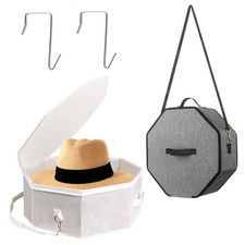 2 Pcs Cowboy Hat Hard Case for Wide-Brim Hats, Collapsible Hat Storage Boxes,...