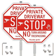 2 Pack Large Private Driveway Sign, 12  x 12  Stop No Turn Around Si